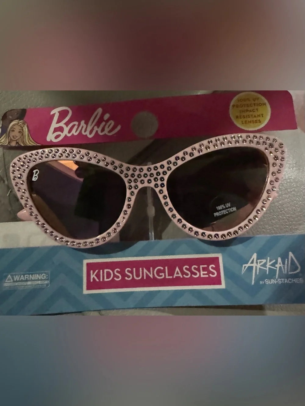 Barbie Pink Rhinestone Kids Sunglasses with Black Lenses